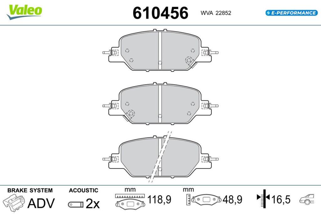 Jogo de 4 pastilhas de travão VALEO ref. 610456